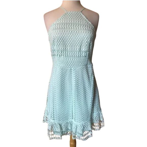 Venus Mint Green Lace Overlay Razorback Casual Summer Short Mini Dress 10 - Picture 4 of 12